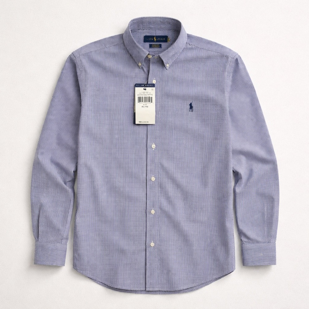 NWT Polo Ralph Lauren XL Blue Plaid Button Down Shirt $110 Retail Classic Fit”